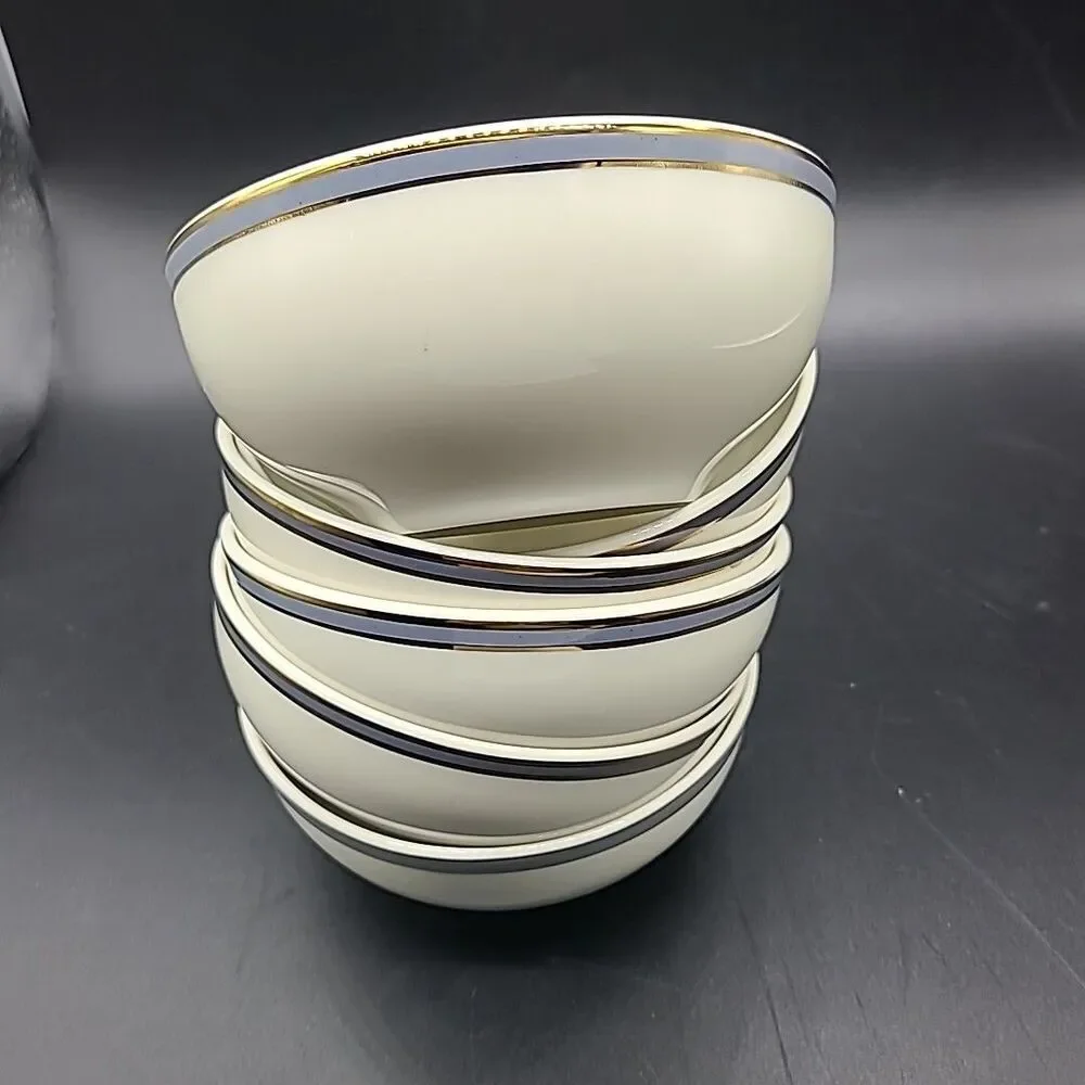 Pickard Set (6) BOWLS Fruit Dessert Snack Gray Gold Rim 4.5